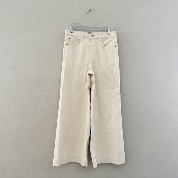 Maeve Jada Wide Leg Jeans Anthropologie 30 Cream Denim Casual Minimalist Classic - Picture 5 of 13